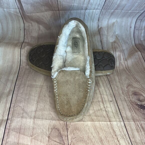 UGG slippers shoes Womens 8 beige Ansley chestnut moccasin house shoe comfort - Picture 1 of 12
